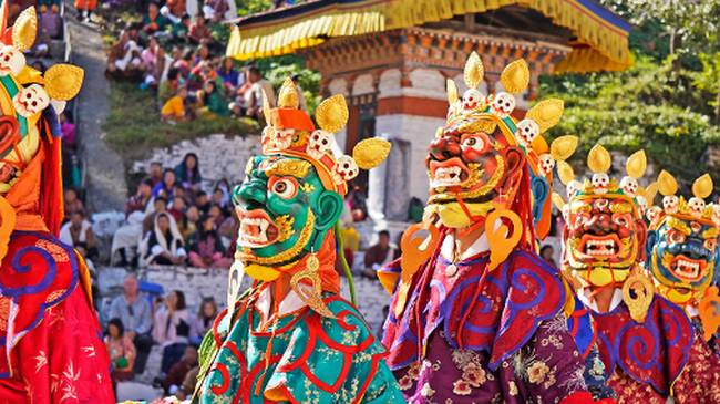 One of many vibrant cultural festivals in Bhutan