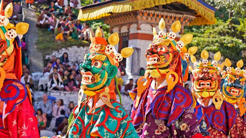 One of many vibrant cultural festivals in Bhutan