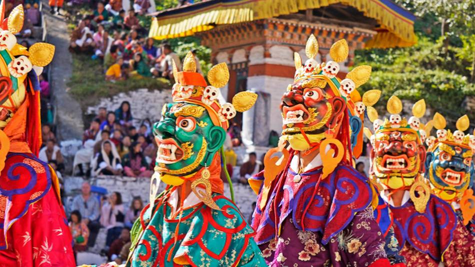 One of many vibrant cultural festivals in Bhutan