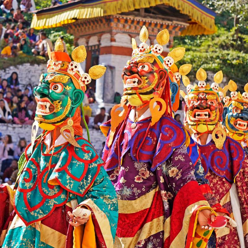 One of many vibrant cultural festivals in Bhutan