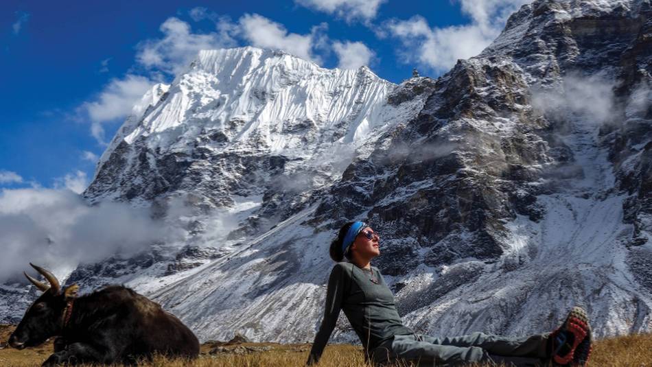 Basking in the sun in Lhonak | Michelle Landry