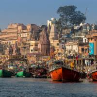 Bathing ghats on the holy Ganges River, Varanasi | Richard I'Anson