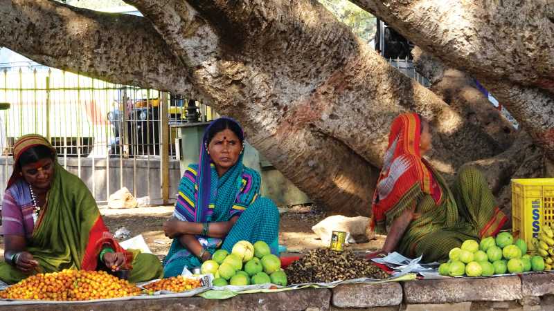 Local woman selling goods on the streets of India | Sue Badyari