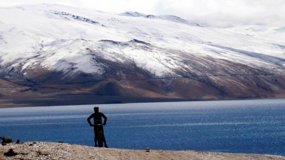 Enjoying the view over Tso Moriri's sparkling waters | Kate Leeming