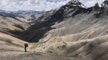 Descending from the Zalung La pass in Ladakh