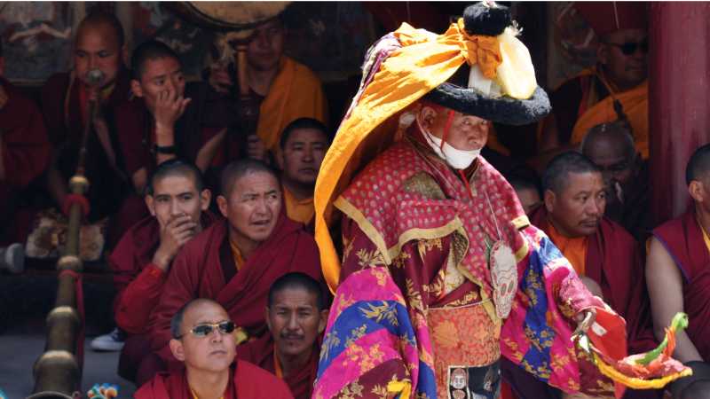 Traditional and elaborate masked dancer at the Hemis Festival - Hidden Valleys of Ladakh, India