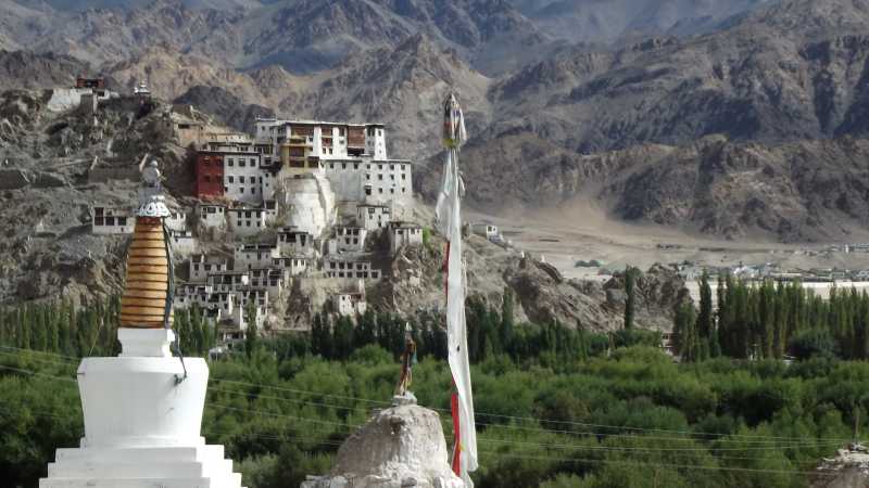 View across to Leh on 3D training ride - Hidden Valleys of Ladakh, India