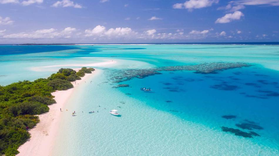 Blue hues of an island's coast