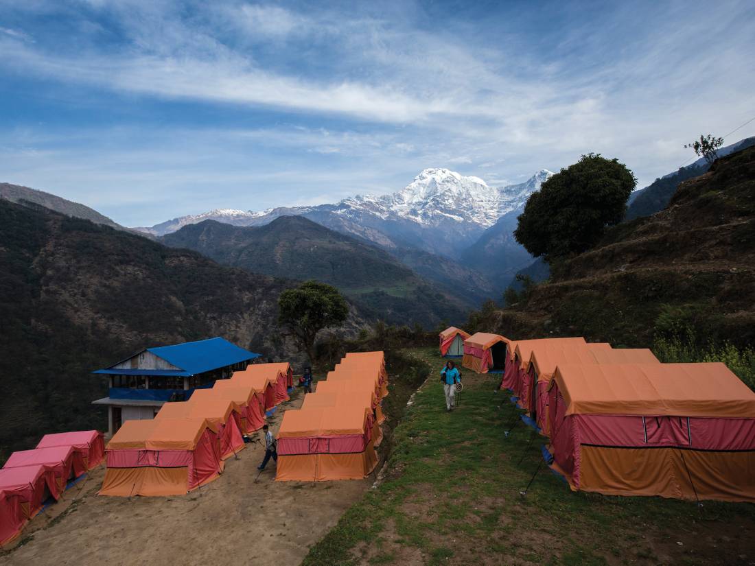 Stay at our exclusive private eco campsite at Landruk in the Annapurna region |  <i>Mark Tipple</i>