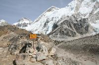 Base camp sign, Everest -  Photo: Neill Prothero
