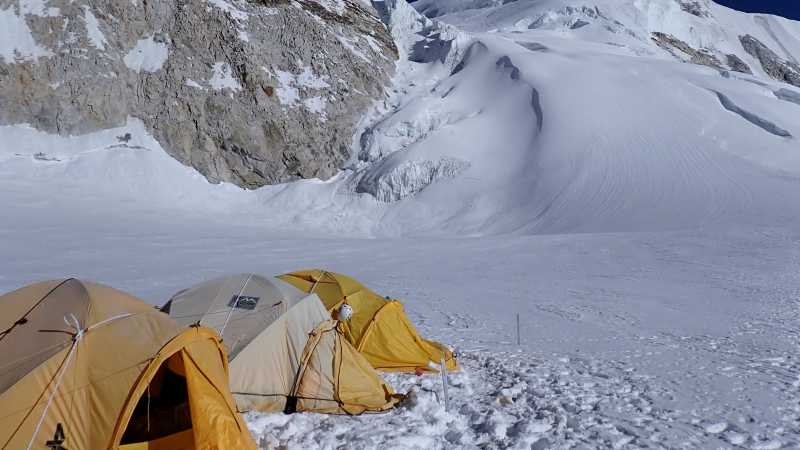 Camp 1 Baruntse | Giles West, taken on Baruntse/Mera Peak with Andrew Lock in 2024