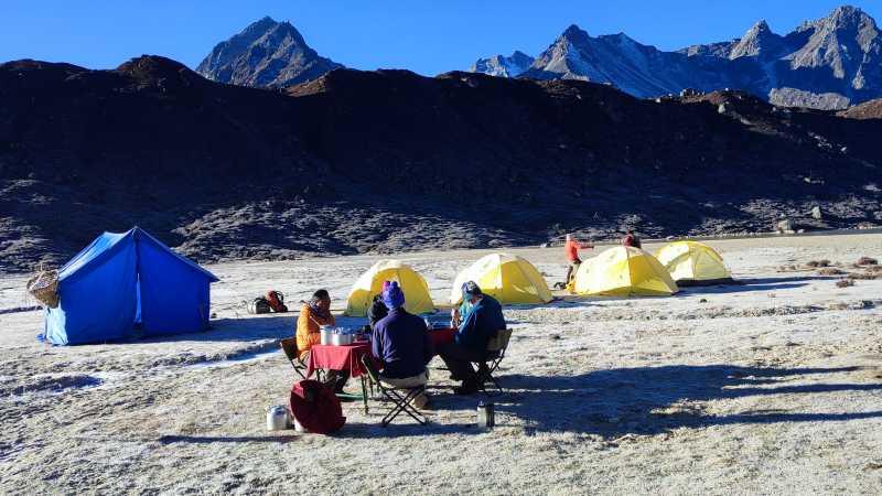 Campsite on Kangchenjunga Base Camp trek | Bir Singh Gurung