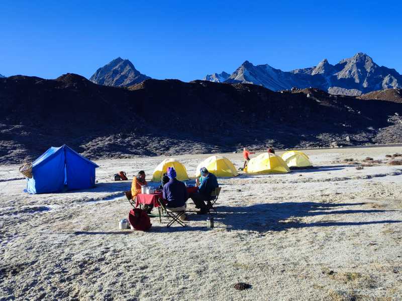 Campsite on Kangchenjunga Base Camp trek | Bir Singh Gurung