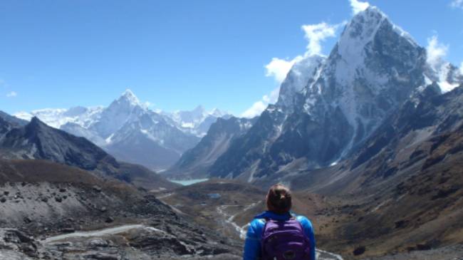 On way down from the challenging Cho La Pass, heading towards Dzongla, Nepal | Marcelle Barnett