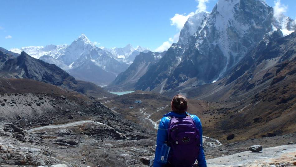On way down from the challenging Cho La Pass, heading towards Dzongla, Nepal | Marcelle Barnett