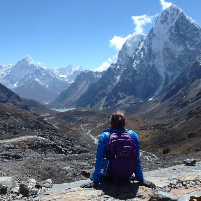 On way down from the challenging Cho La Pass, heading towards Dzongla, Nepal | Marcelle Barnett