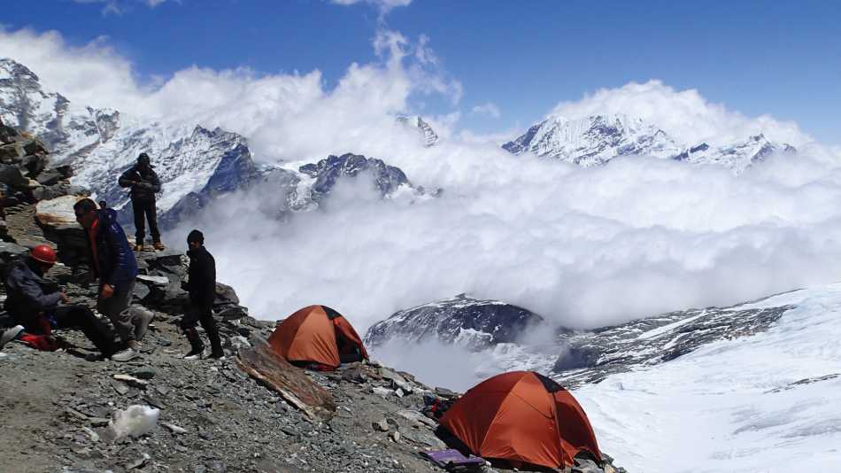 Camp among the clouds at our Mera Peak high camp | Malcolm Leary