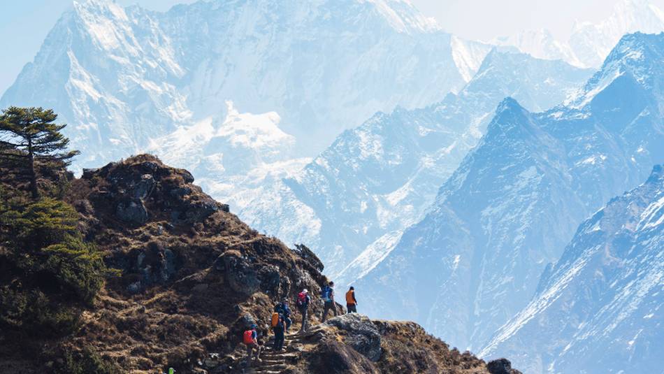 The trail to Thyangboche winds past the face of Ama Dablam | Mark Tipple