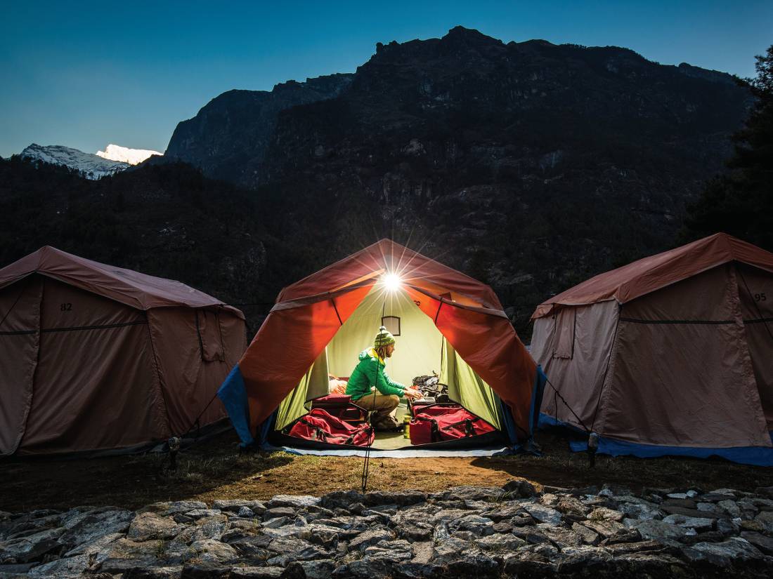 Stay at our comfortable semi-permanent campsites in Nepal's Everest region |  <i>Mark Tipple</i>