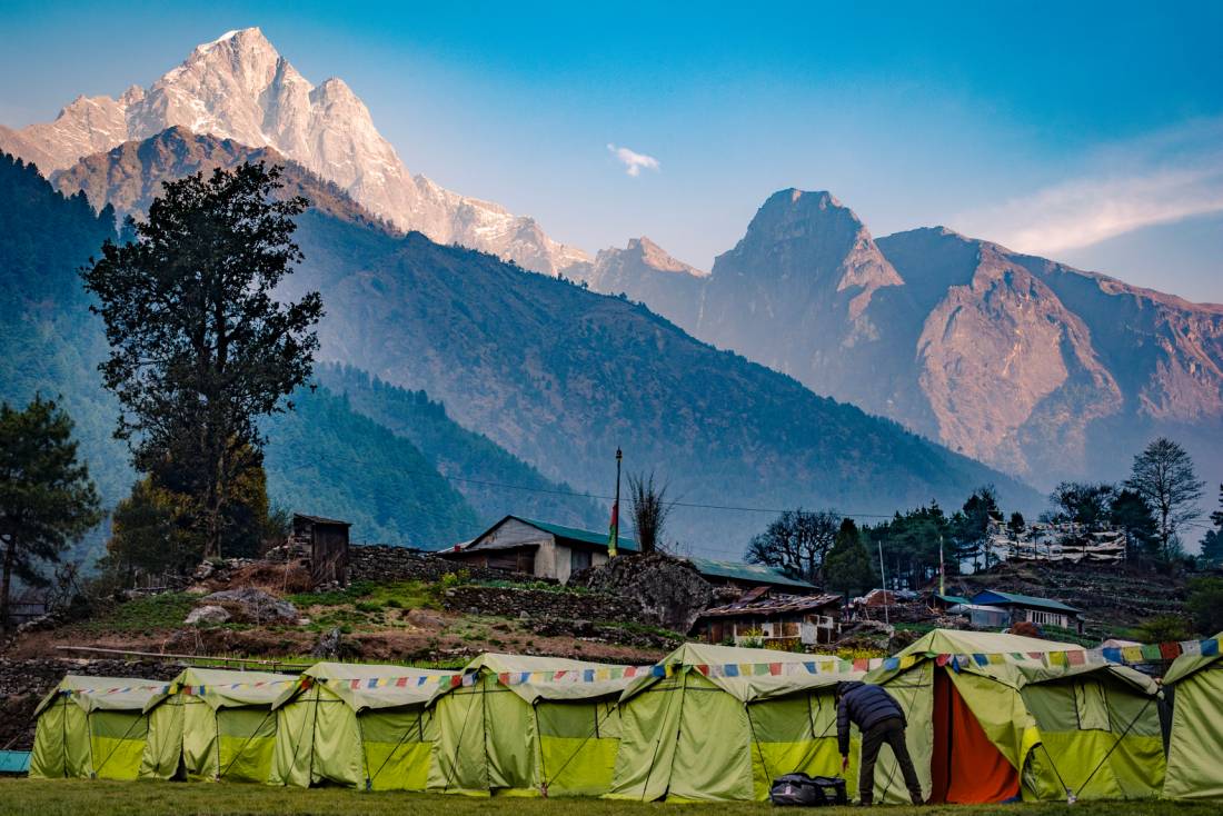 Our Eco-Comfort Camp at Ghat has a wonderful backdrop |  <i>Tim Charody</i>