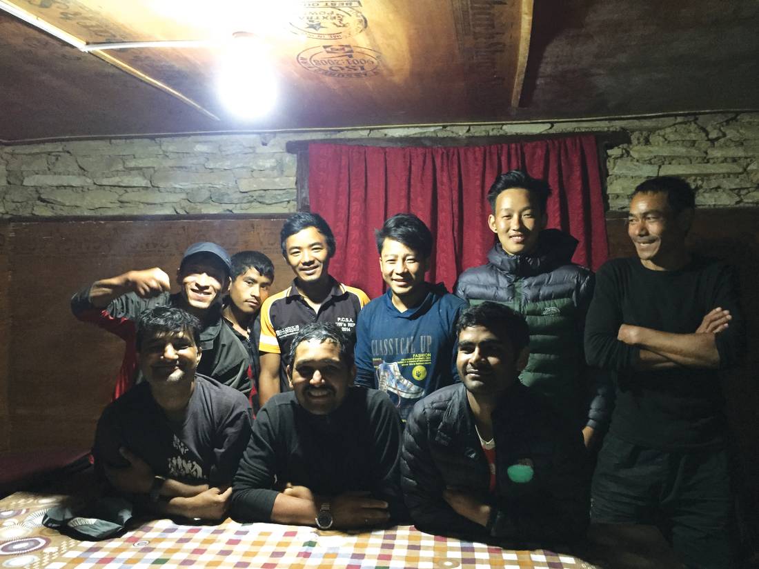 Our sherpas, cooks and guides on our last night in Ghibrang |  <i>Bardo Imber-Dixon</i>