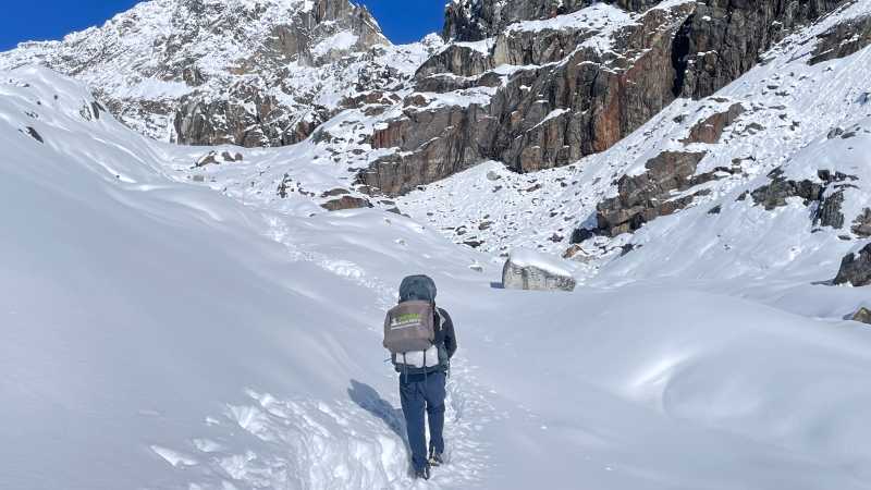 Trekking towards the Cho La after a snowfall | Brad Atwal