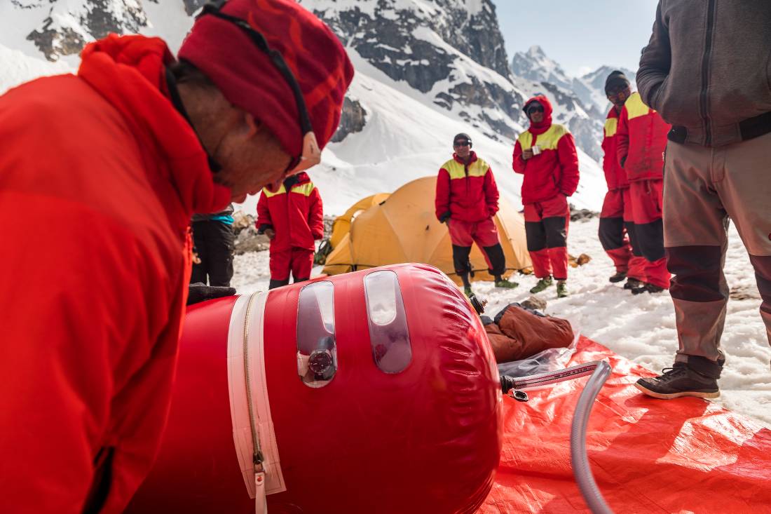 All high altitude treks carry a Portable Altitude Chamber |  <i>Lachlan Gardiner</i>