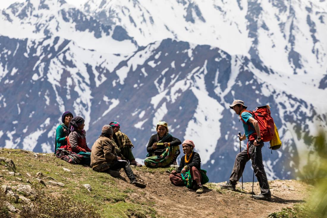 Stopping to chat with the local people in Nepal |  <i>Lachlan Gardiner</i>