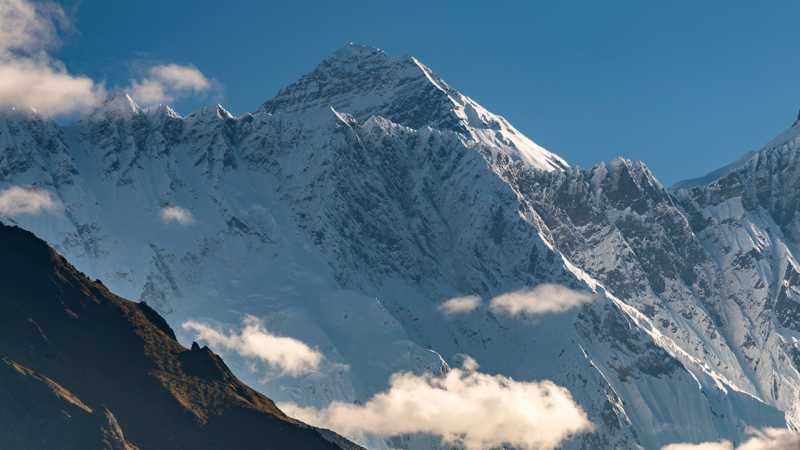 The peak of Mt Everest, as seen from Namche | Lachlan Gardiner