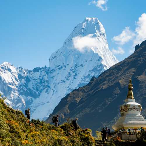 Trekking from Namche Bazaar to Thyangboche in the Everest region