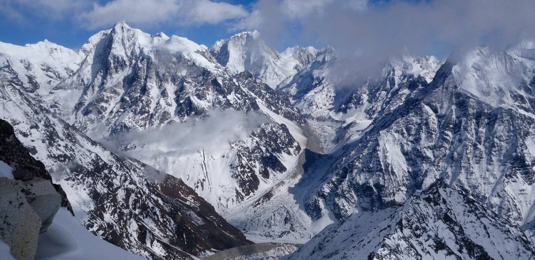 Views of Langshisha Ri and Dorje Lakpa from the summit of Yala Peak |  <i>Soren Kruse-Ledet</i>