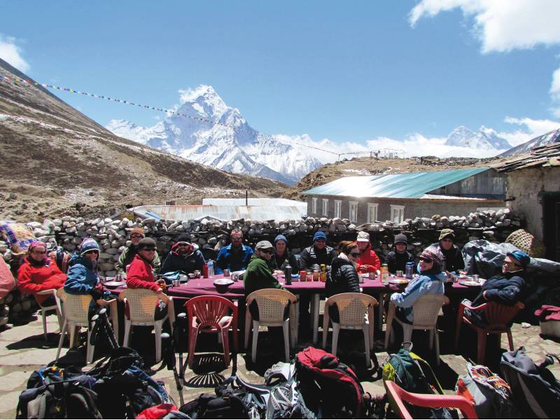 Lunch at Gorak Shep amongst the world's highest peaks, Nepal | Amanda Fletcher