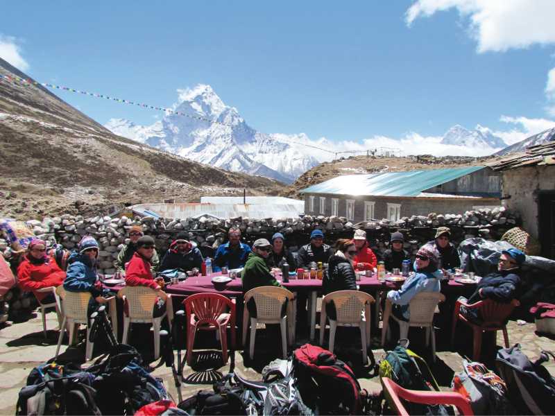 Lunch at Gorak Shep amongst the world's highest peaks, Nepal | Amanda Fletcher