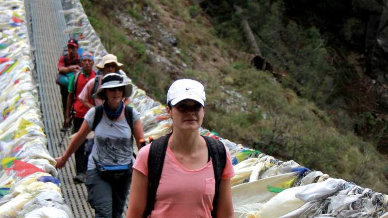 Trekking towards the stunning Namche Bazaar | Michele Eckersley