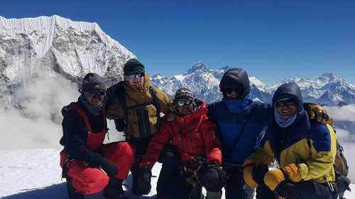 On the summit of Pachermo (6273m), Nepal on our 2022 mountaineering course. | Ngawang Sherpa