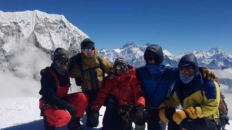On the summit of Pachermo (6273m), Nepal on our 2022 mountaineering course. | Ngawang Sherpa