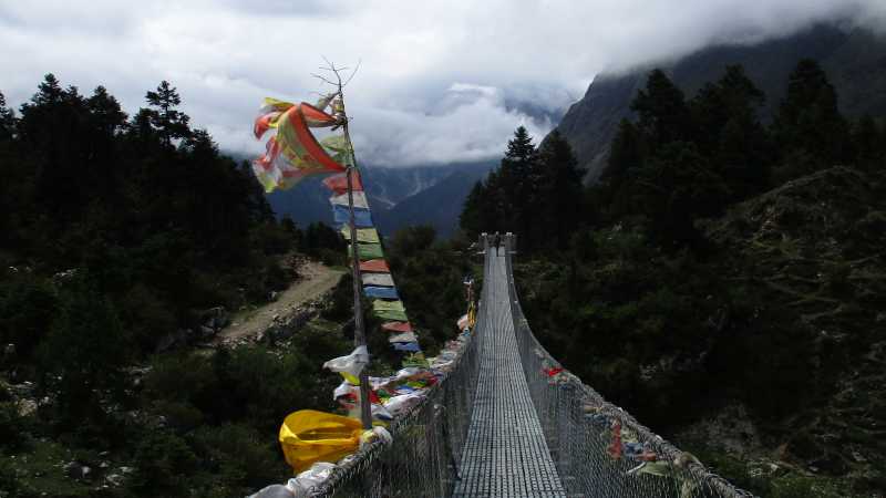 One of many suspension bridge crossings on the Manaslu Circuit