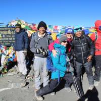 All smiles on the Thorong La (5416m), Annapurna Circuit