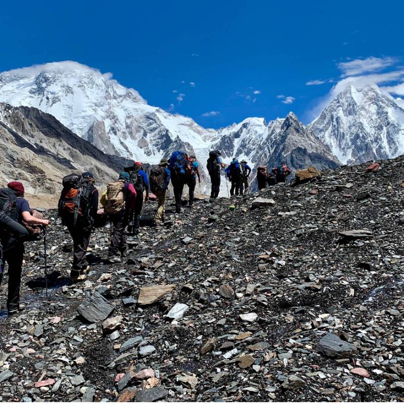 Heading up the Baltoro Glacier towards Concordia, G4 and Broad Peak | Soren Kruse Ledet
