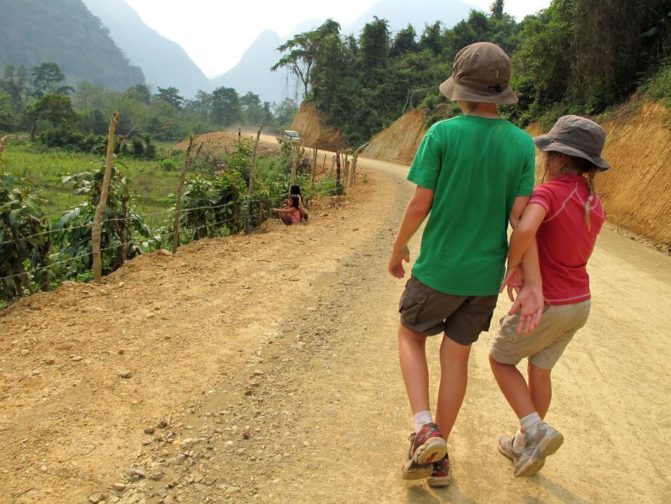 Children on a rural road in northern Laos -  Photo: Kate Baker