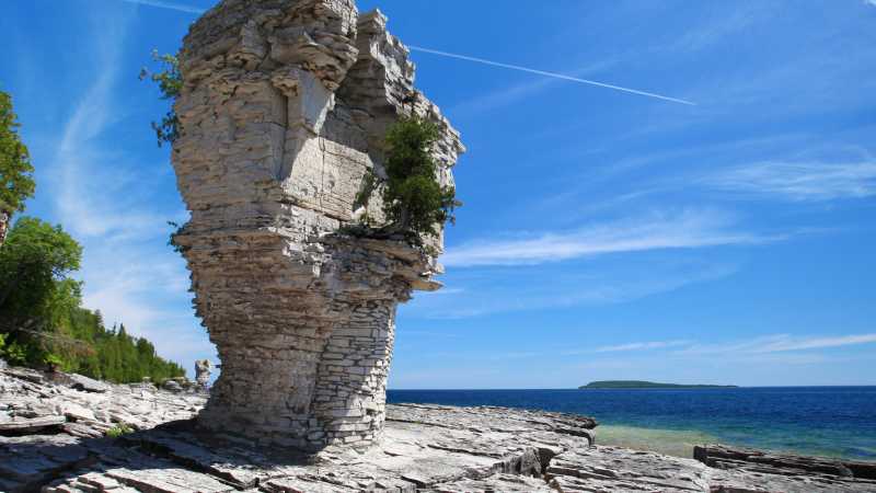 Ancient rock formations at Flowerpot Island near Tobermory