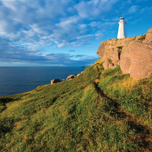 The East Coast Trail skirts the cliffs at Cape Spear Lighthouse