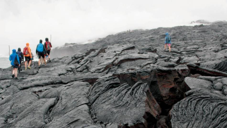 Hiking across a lava field on the The Big Island, Hawaii | Rachel Imber