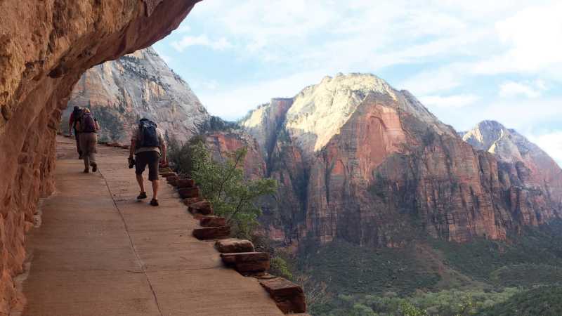 Trail carved into the side of cliff face in Zion National Park | Jake Hutchins
