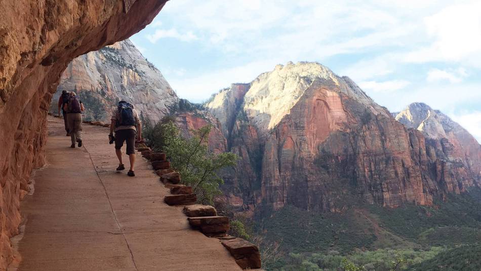 Trail carved into the side of cliff face in Zion National Park | Jake Hutchins