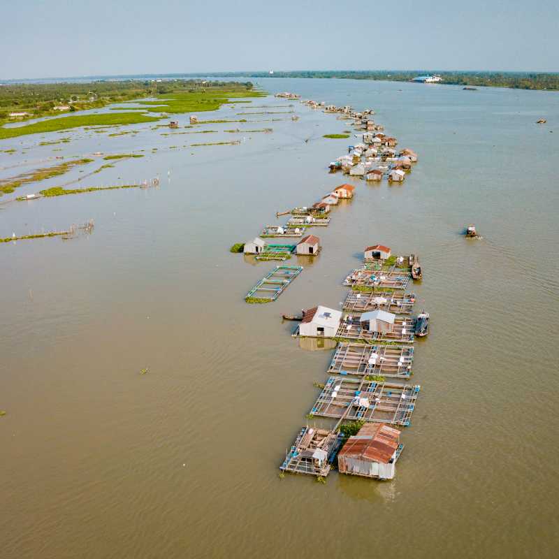 Floating village in the Mekong Delta, Vietnam