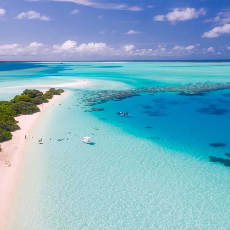 Blue hues of an island's coast