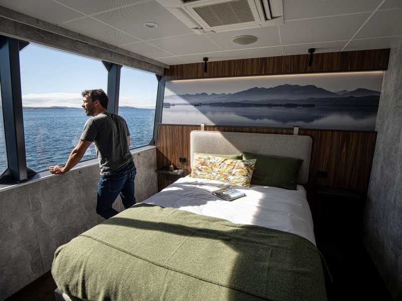 The Southwest Suites on board Expedition vessel Odalisque reflect the moody colours of Tasmania's south west.