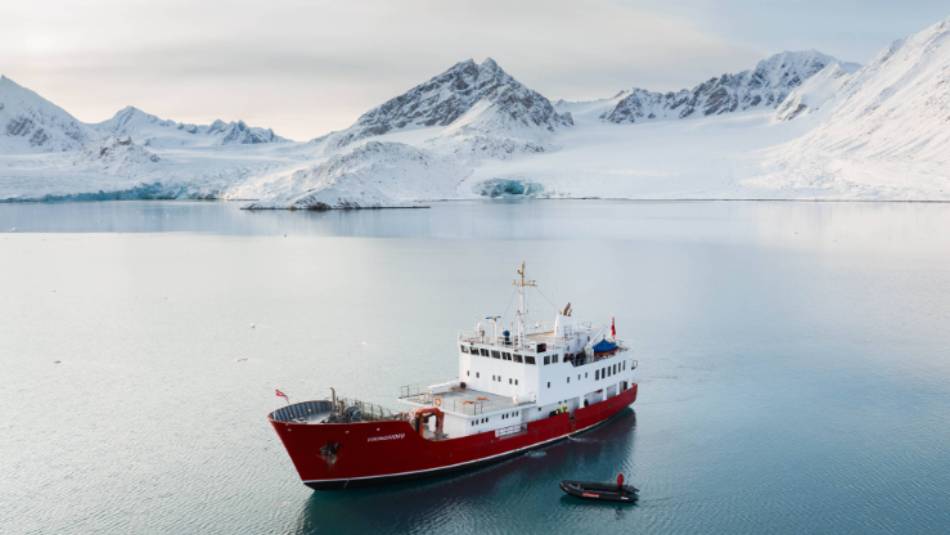 Launching zodiacs from MV Vikingfjord