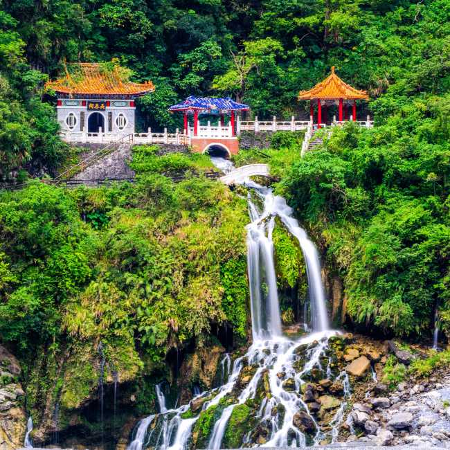 Changchun temple and waterfall in Taroko National Park